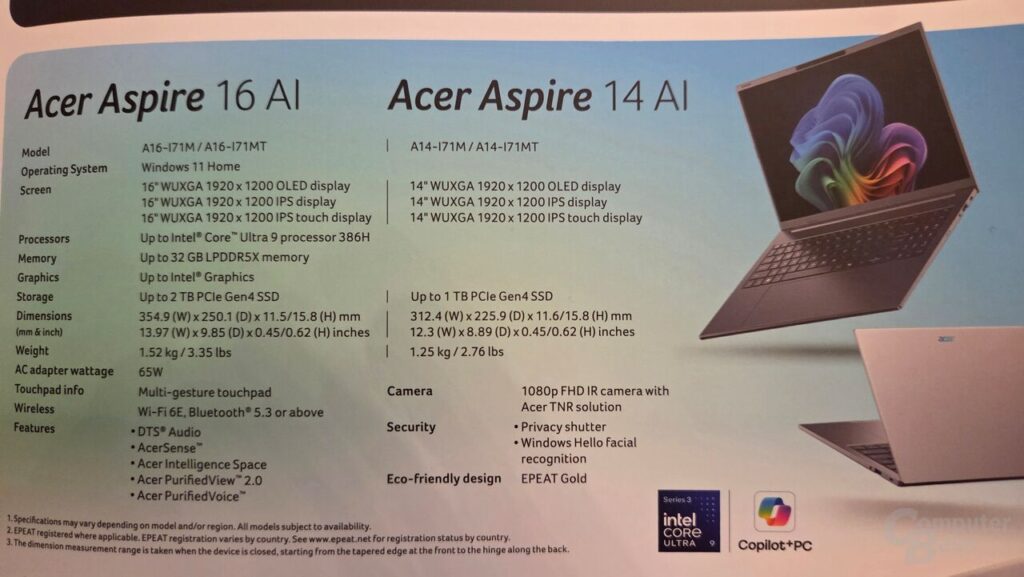 Acer Aspire 14 AI und Aspire 16 AI mit Intel Panther Lake
